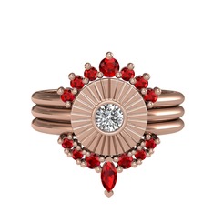 Garnet ve swarovski 8 ayar rose altın yüzük