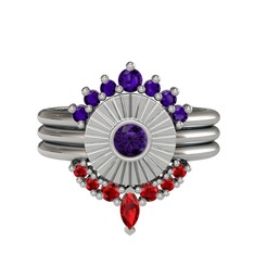 Ametist ve garnet 925 ayar gümüş yüzük
