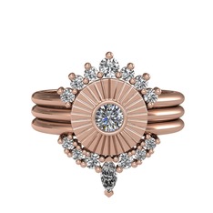 Minimal Tria Cora Yüzük - Swarovski, pırlanta ve beyaz zirkon 8 ayar rose altın yüzük (0.16 karat) #ypac0j