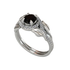 Siyah zirkon ve swarovski 14 ayar beyaz altın yüzük