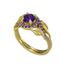 İkili Vigo Yaprak Yüzük - Ametist 8 ayar altın yüzük #19tv0zs