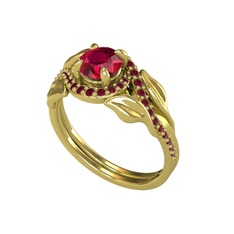 Rodolit garnet ve kök yakut 18 ayar altın yüzük