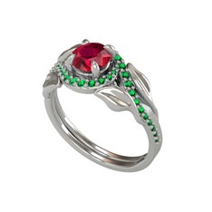 Rodolit garnet ve yeşil kuvars 925 ayar gümüş yüzük
