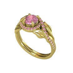 Pembe kuvars 14 ayar altın yüzük