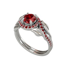 İkili Vigo Yaprak Yüzük - Garnet 18 ayar beyaz altın yüzük #1hbdwt1