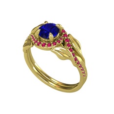 Lab safir ve rodolit garnet 14 ayar altın yüzük