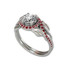Swarovski ve garnet 14 ayar beyaz altın yüzük