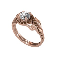Swarovski ve dumanlı kuvars 14 ayar rose altın yüzük