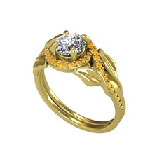 Swarovski ve sitrin 14 ayar altın yüzük
