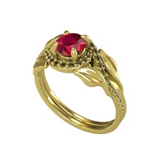 İkili Vigo Yaprak Yüzük - Rodolit garnet ve peridot 8 ayar altın yüzük #1jpq2vl