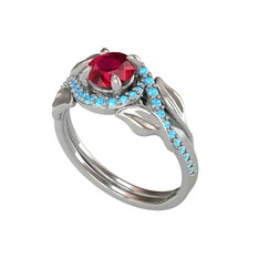 Rodolit garnet ve akuamarin 925 ayar gümüş yüzük