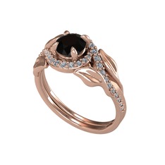 İkili Vigo Yaprak Yüzük - Siyah zirkon ve swarovski 14 ayar rose altın yüzük #1rw89hb