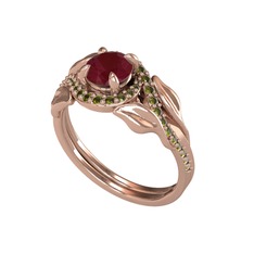 Kök yakut ve peridot 14 ayar rose altın yüzük
