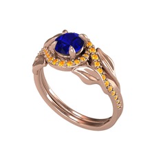 Lab safir ve sitrin 18 ayar rose altın yüzük