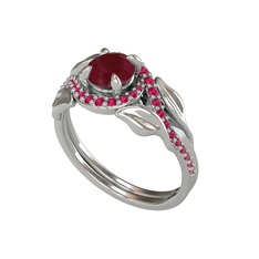 Kök yakut ve rodolit garnet 8 ayar beyaz altın yüzük