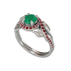 Kök zümrüt ve garnet 925 ayar gümüş yüzük