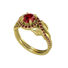 Garnet ve kök yakut 18 ayar altın yüzük