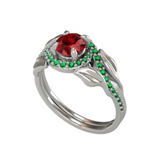 İkili Vigo Yaprak Yüzük - Garnet ve yeşil kuvars 925 ayar gümüş yüzük #4m22qr