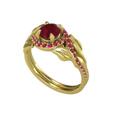 Kök yakut ve rodolit garnet 14 ayar altın yüzük