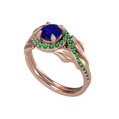 İkili Vigo Yaprak Yüzük - Lab safir ve yeşil kuvars 8 ayar rose altın yüzük #7mfrlx