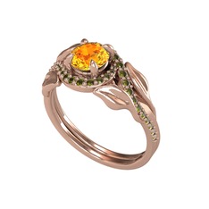 Sitrin ve peridot 18 ayar rose altın yüzük