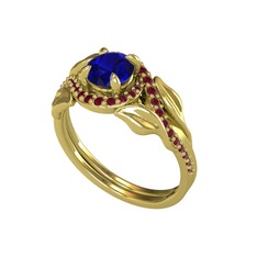 Lab safir ve kök yakut 18 ayar altın yüzük