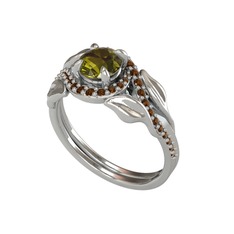 Peridot ve dumanlı kuvars 925 ayar gümüş yüzük