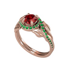 İkili Vigo Yaprak Yüzük - Garnet ve yeşil kuvars 8 ayar rose altın yüzük #gw1j95