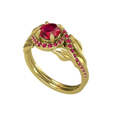 İkili Vigo Yaprak Yüzük - Rodolit garnet 14 ayar altın yüzük #hyhihe