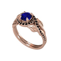 İkili Vigo Yaprak Yüzük - Lab safir ve siyah zirkon 8 ayar rose altın yüzük #oitxsx