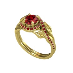 İkili Vigo Yaprak Yüzük - Garnet 8 ayar altın yüzük #q5kely