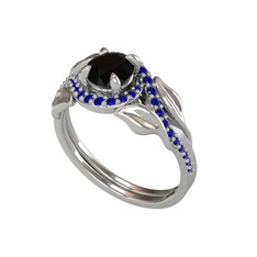 Siyah zirkon ve lab safir 925 ayar gümüş yüzük