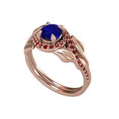 İkili Vigo Yaprak Yüzük - Lab safir ve garnet 18 ayar rose altın yüzük #x32znc