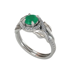 İkili Vigo Yaprak Yüzük - Kök zümrüt ve swarovski 18 ayar beyaz altın yüzük #y7v3t9
