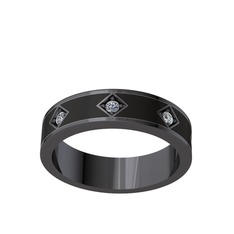 Fharsa Tamtur Yüzük - Swarovski 925 ayar siyah rodyum kaplama gümüş yüzük (Siyah mineli) #10to2iu