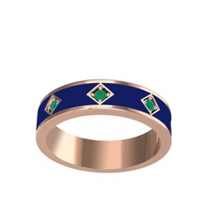 Fharsa Tamtur Yüzük - Kök zümrüt 925 ayar rose altın kaplama gümüş yüzük (Lacivert mineli) #132hle2