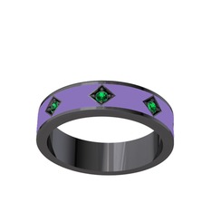 Fharsa Tamtur Yüzük - Yeşil kuvars 925 ayar siyah rodyum kaplama gümüş yüzük (Menekşe mineli) #13aa3qd