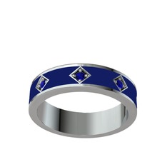 Fharsa Tamtur Yüzük - Lab safir 14 ayar beyaz altın yüzük (Lacivert mineli) #17hzj7u