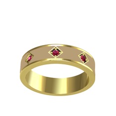 Rodolit garnet 925 ayar altın kaplama gümüş yüzük (Ekru mineli)