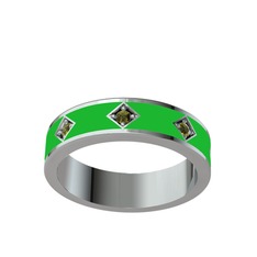 Peridot 18 ayar beyaz altın yüzük (Yeşil mineli)