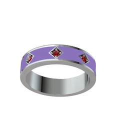 Garnet 14 ayar beyaz altın yüzük (Menekşe mineli)