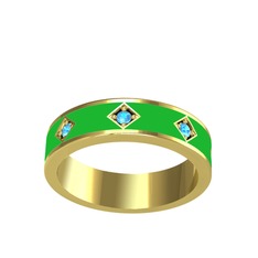 Fharsa Tamtur Yüzük - Akuamarin 925 ayar altın kaplama gümüş yüzük (Yeşil mineli) #1a5lipu