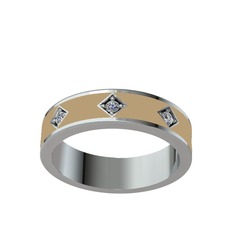 Fharsa Tamtur Yüzük - Pırlanta 925 ayar gümüş yüzük (0.16 karat, ekru mineli) #1am1xm2