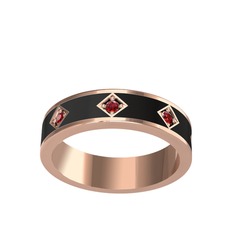 Garnet 14 ayar rose altın yüzük (Siyah mineli)
