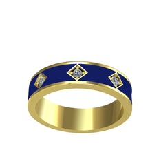 Swarovski 18 ayar altın yüzük (Lacivert mineli)
