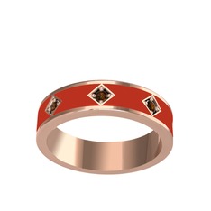 Fharsa Tamtur Yüzük - Dumanlı kuvars 925 ayar rose altın kaplama gümüş yüzük (Kırmızı mineli) #1nlcn7o