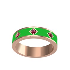 Fharsa Tamtur Yüzük - Rodolit garnet 14 ayar rose altın yüzük (Yeşil mineli) #1qa1h79