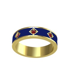 Fharsa Tamtur Yüzük - Garnet 18 ayar altın yüzük (Lacivert mineli) #1r5069x