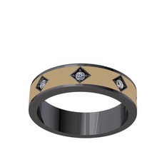 Fharsa Tamtur Yüzük - Swarovski 925 ayar siyah rodyum kaplama gümüş yüzük (Ekru mineli) #1vxym8u