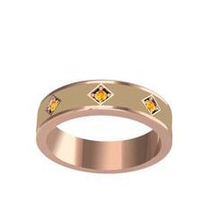 Fharsa Tamtur Yüzük - Sitrin 925 ayar rose altın kaplama gümüş yüzük (Ekru mineli) #1wxguja